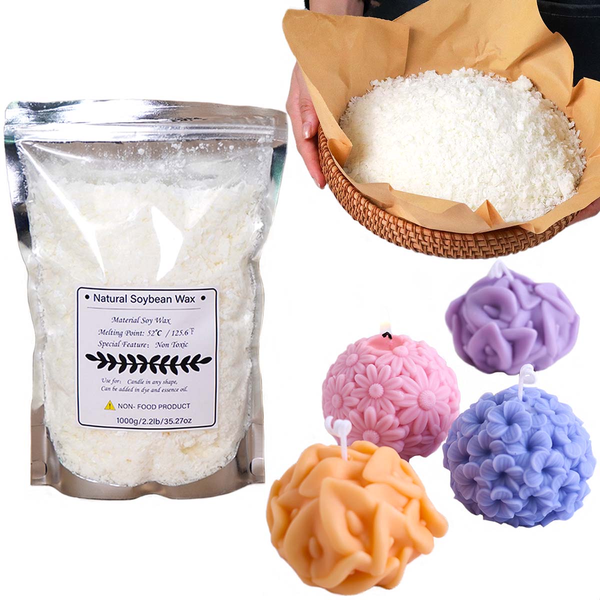 100/250/500/1000g Natural Soy  - مراجعة Candle Making Material وسعره