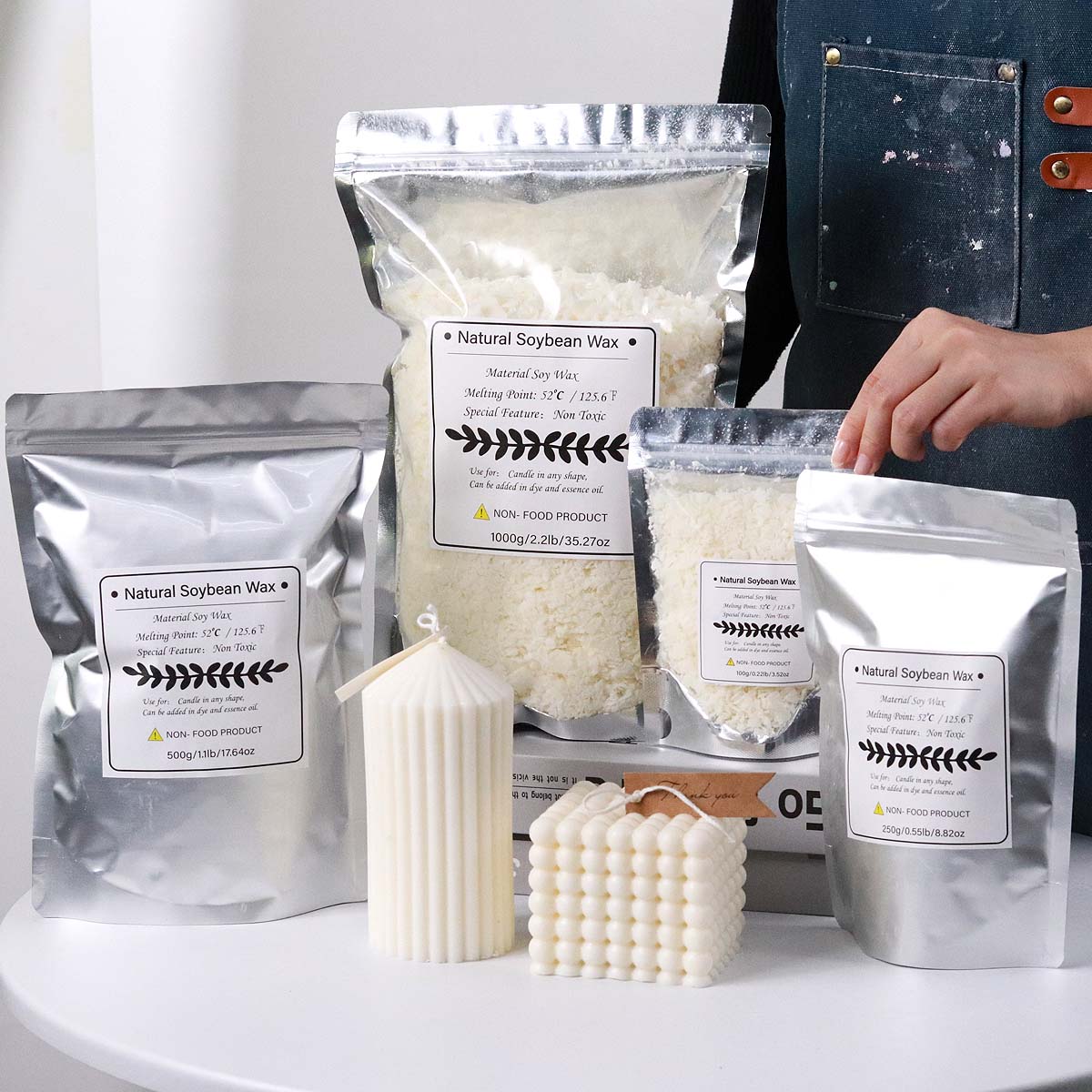 100/250/500/1000g Natural Soy  - مراجعة Candle Making Material وسعره