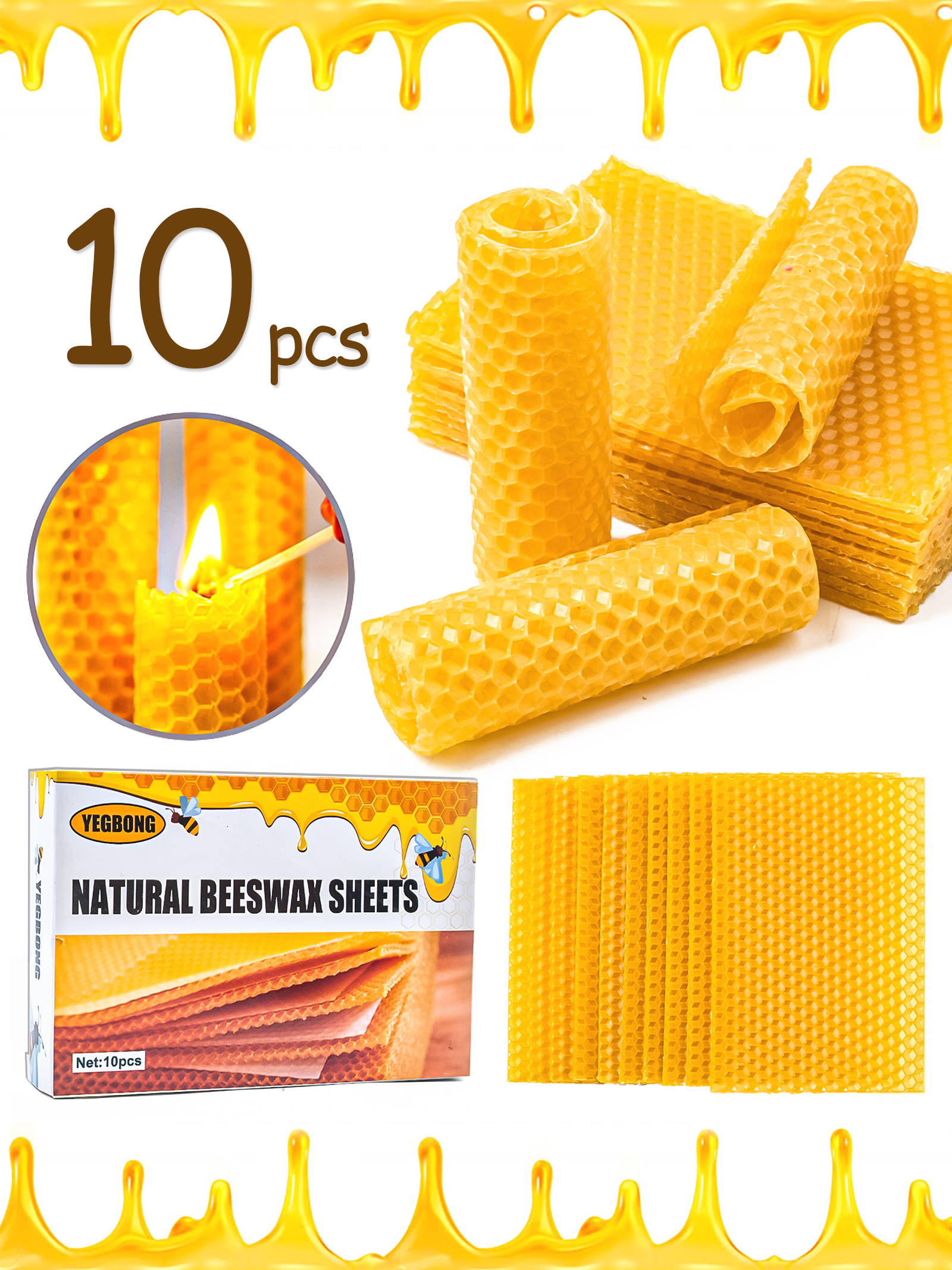 10Pcs Natural Honeycomb Bee Wa - مراجعة Candle Making Material وسعره
