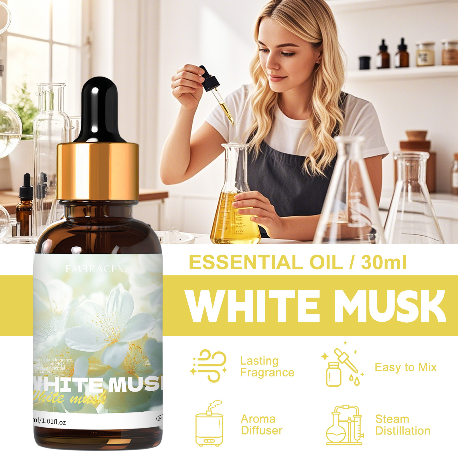 30ml White Musk Essential Oil  - مراجعة Candle Making Fragrance Oils وسعره