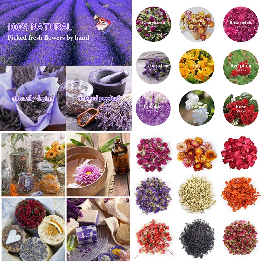 9 Bags Dried Flowers,100% Natu - مراجعة Candle Making Kit وسعره