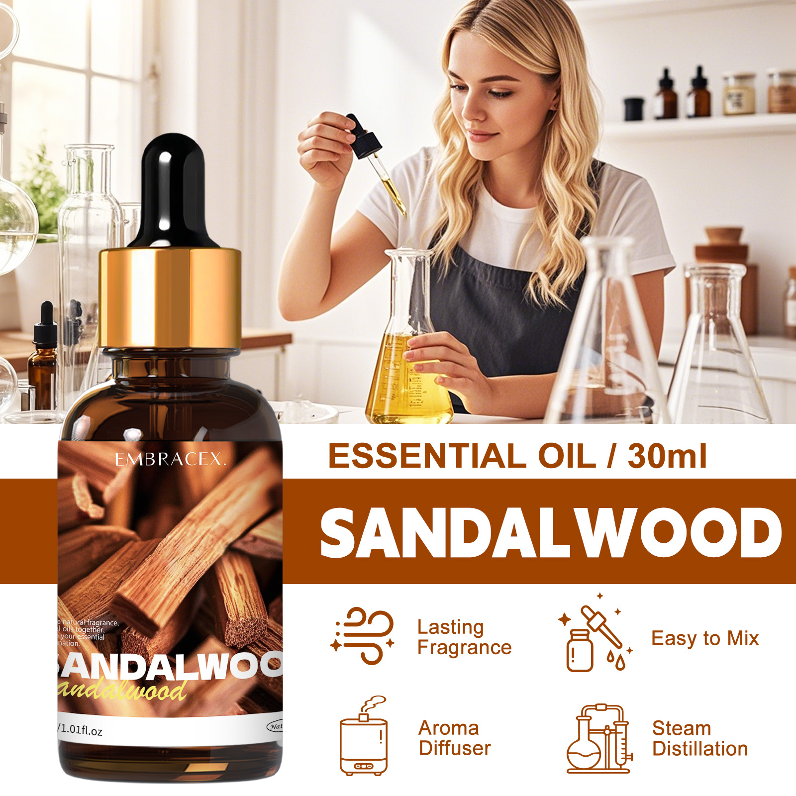 30ml Sandalwood Natural Plant  - مراجعة Candle Making Oil Scents وسعره